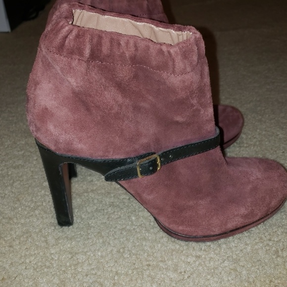 Vanessa Bruno EUC BURGUNDY REAL LEATHER PlatformSuede Booties MADE IN ITALY